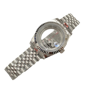 NH35 Case Dog Tooth Ring Log 39mm Transparent Bottom Dense Bottom Case Full Blue Treasure Glass Suitable NH36 Movement