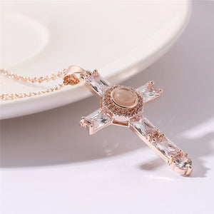 European And American Cross-Border Hot-Selling Creative Cross Projection Necklace New Diamond Pendant Miniature Projection Necklace Alloy