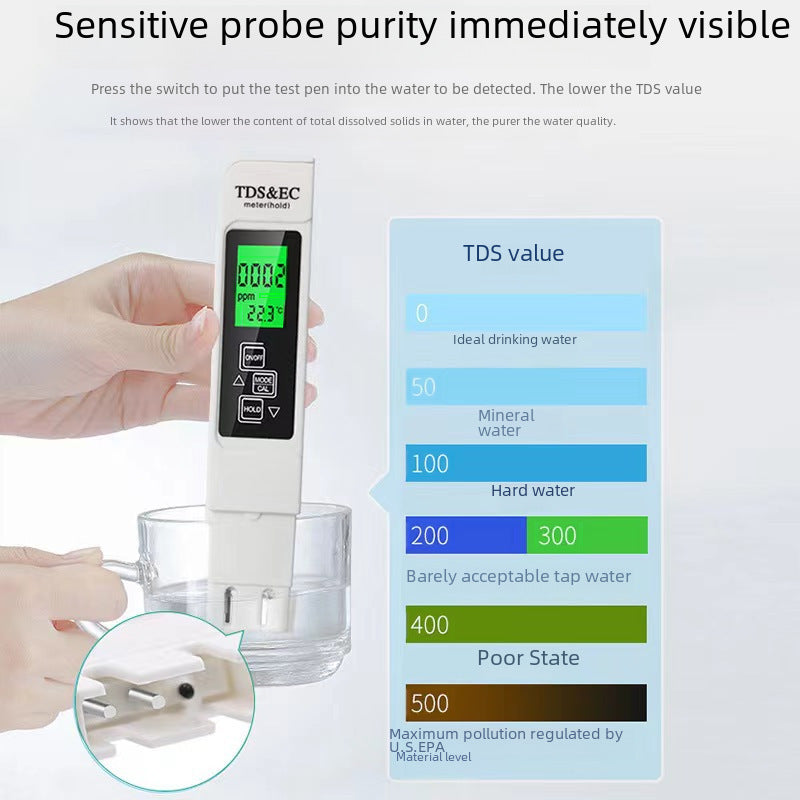 Three-in-one Tds Pen Ec Conductivity Detector Household Water Quality Test Pen Household Tds Water Quality Test Pen