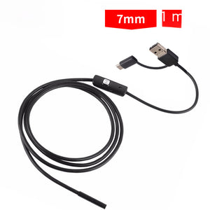Three-in-one High-definition Pipe Inspection Camera 7mm Mobile Phone External Probe Car Repair Detector Spy Mirror