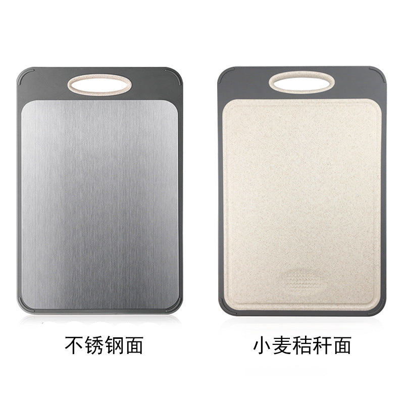 Food Grade New Straw Face 304 Stainless Steel Cutting Board Double Use Large Thick Cutting Board