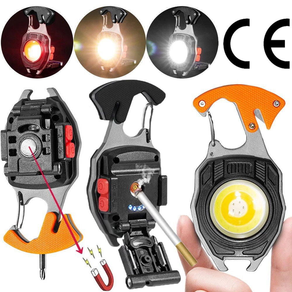 Keychain Work Light Multi-function Cigarette Lighter Charging Portable Camping Auto Repair Led Strong Light Mini Flashlight Small