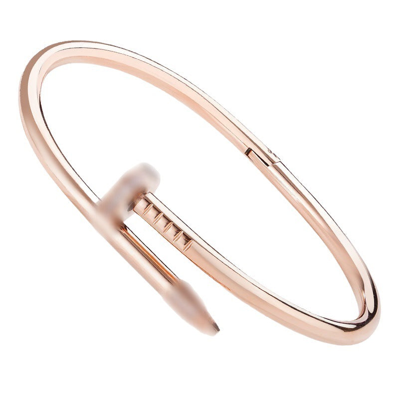 Classic Nail Bracelet Head And Tail Diamond 18k Plated Rose Gold Bracelet