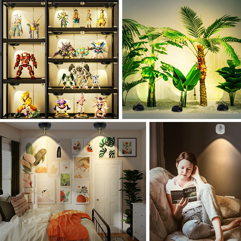 Wireless Charging Led Spotlight Jewelry Hand-made Wall Art Photo Lamp Remote Control Three-color Temperature Spotlight