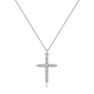 S925 Sterling Silver Full Diamond Cross Necklace Necklace American Hip Hop Joker Niche Design Sense