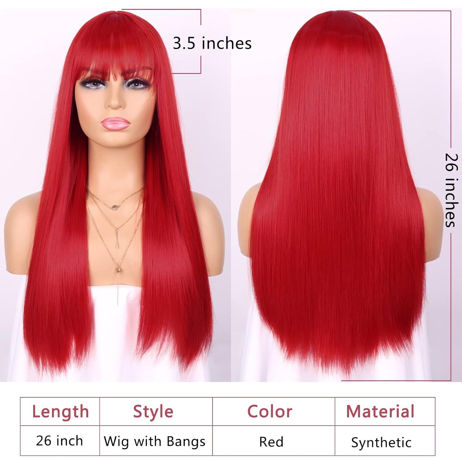 Women&#039;s Wig Cosplay Color Straight Bangs Long Straight Hair Chemical Fiber Wig Headgear