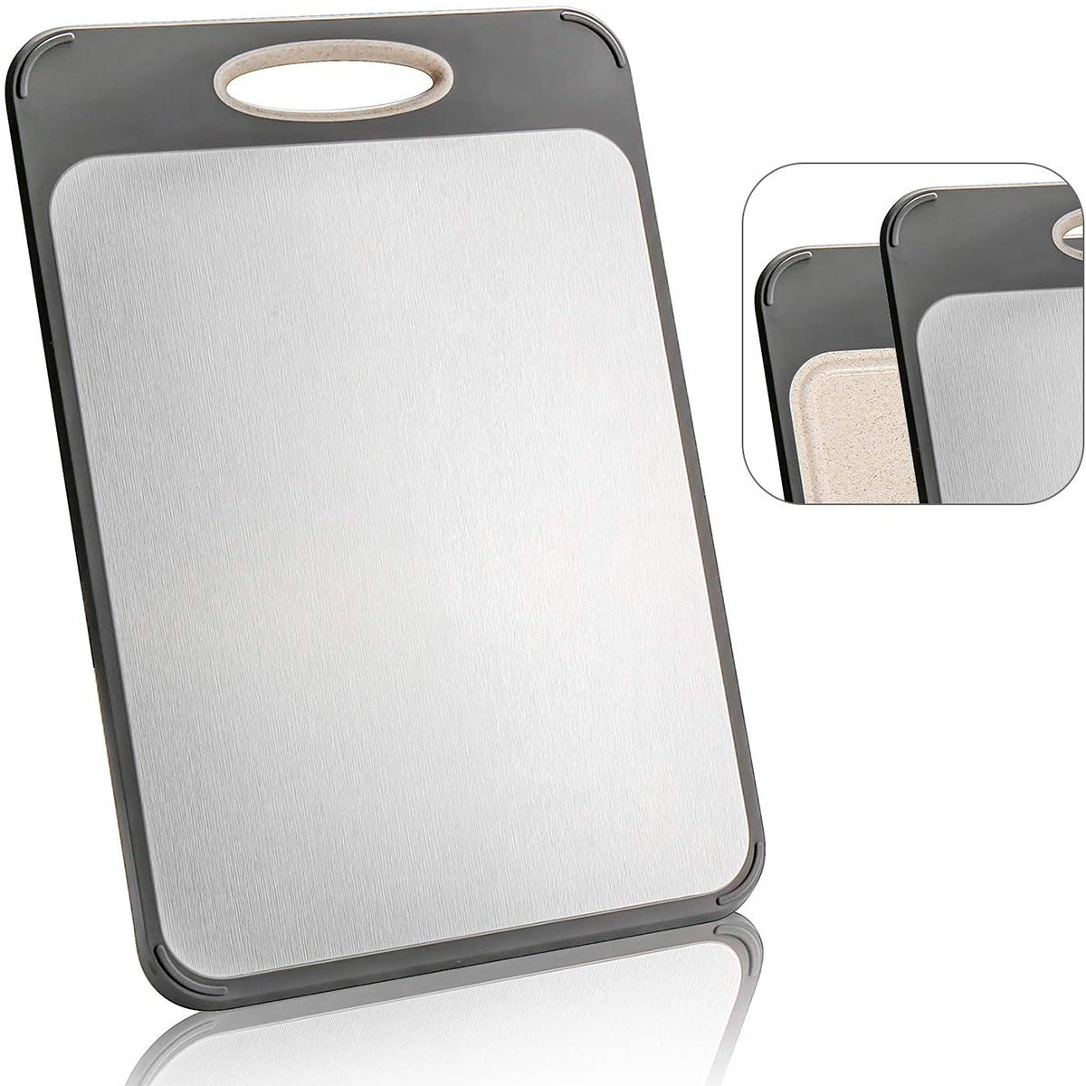 Food Grade New Straw Face 304 Stainless Steel Cutting Board Double Use Large Thick Cutting Board