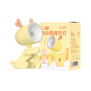 Fun Creative Fawn LED Eye Protection Night Light Desktop Small Ornament Mobile Phone Bracket Student Night Learning Table Lamp