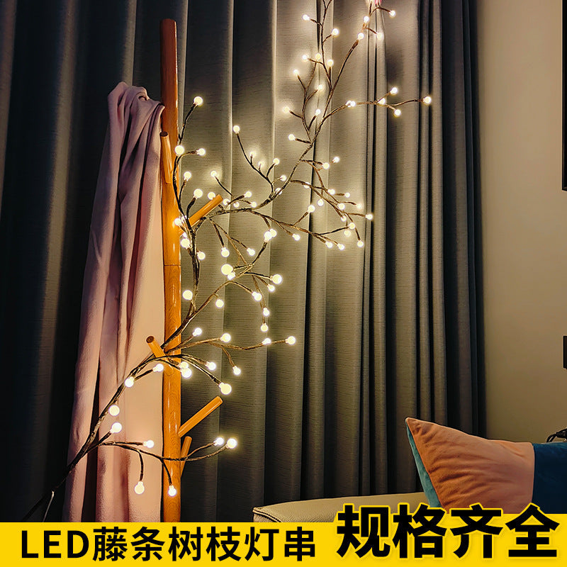 LED Branch Rattan Lights Solar Colored Lights Room Bedroom Decorative Flashing Lights String Stars Red Outdoor Layout