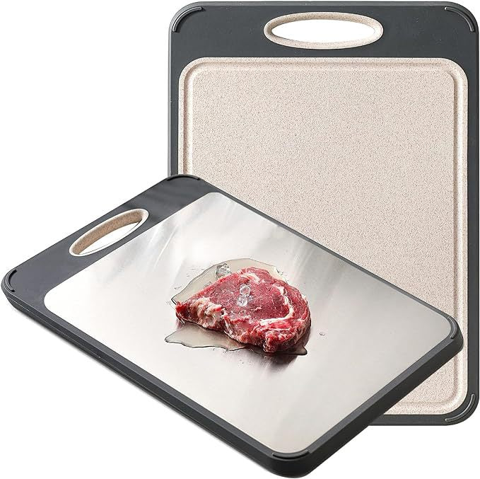 Food Grade New Straw Face 304 Stainless Steel Cutting Board Double Use Large Thick Cutting Board