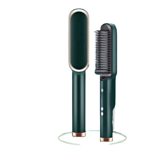 Straight, Hair, Comb, Straight Hair Curling Rod Dual-purpose Plywood Negative Ion Fluffy Comb European Regulations Only Green