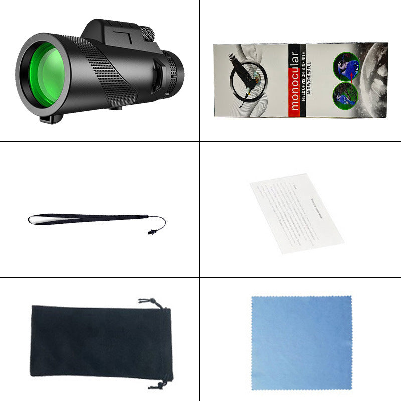 80X100 Green Monocular High-power High-definition Outdoor Bird Mobile Phone Telescope Camera