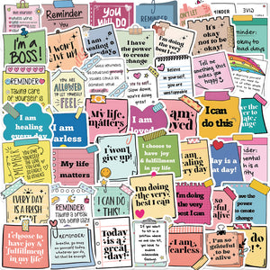 50 Sheets Self-affirmation Motivational Label Graffiti Sticker Personality Decoration Guitar Notebook Suitcase DIY Waterproof