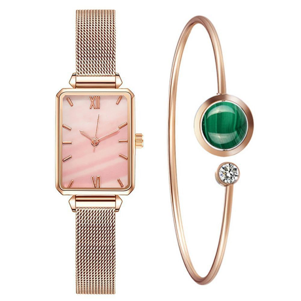 Fashion New Women&amp;amp;#039;s Watch Alloy Mesh Belt Small Green Watch Ladies Square Head Quartz Watch Women&amp;amp;#039;s Watch