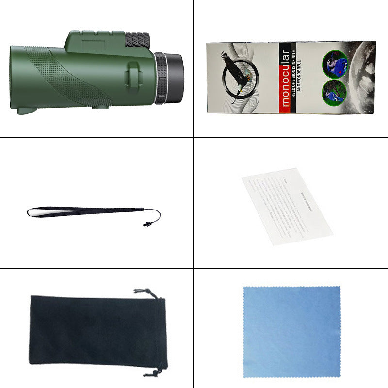 80X100 Green Monocular High-power High-definition Outdoor Bird Mobile Phone Telescope Camera