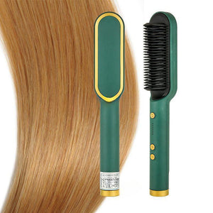 Straight, Hair, Comb, Straight Hair Curling Rod Dual-purpose Plywood Negative Ion Fluffy Comb European Regulations Only Green