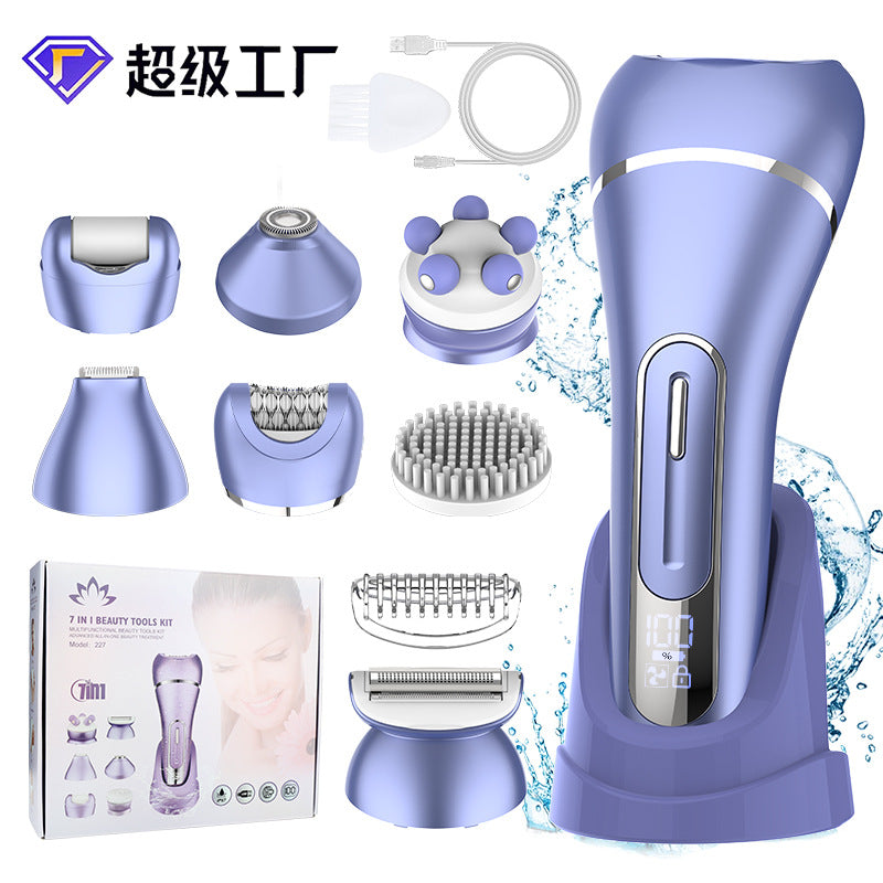 Wal-Mart Hot Sale Women&#039;s 7 In 1 Multifunctional Shaver Foot Grinder Shaving Knife Suit Body Private Parts Epilator
