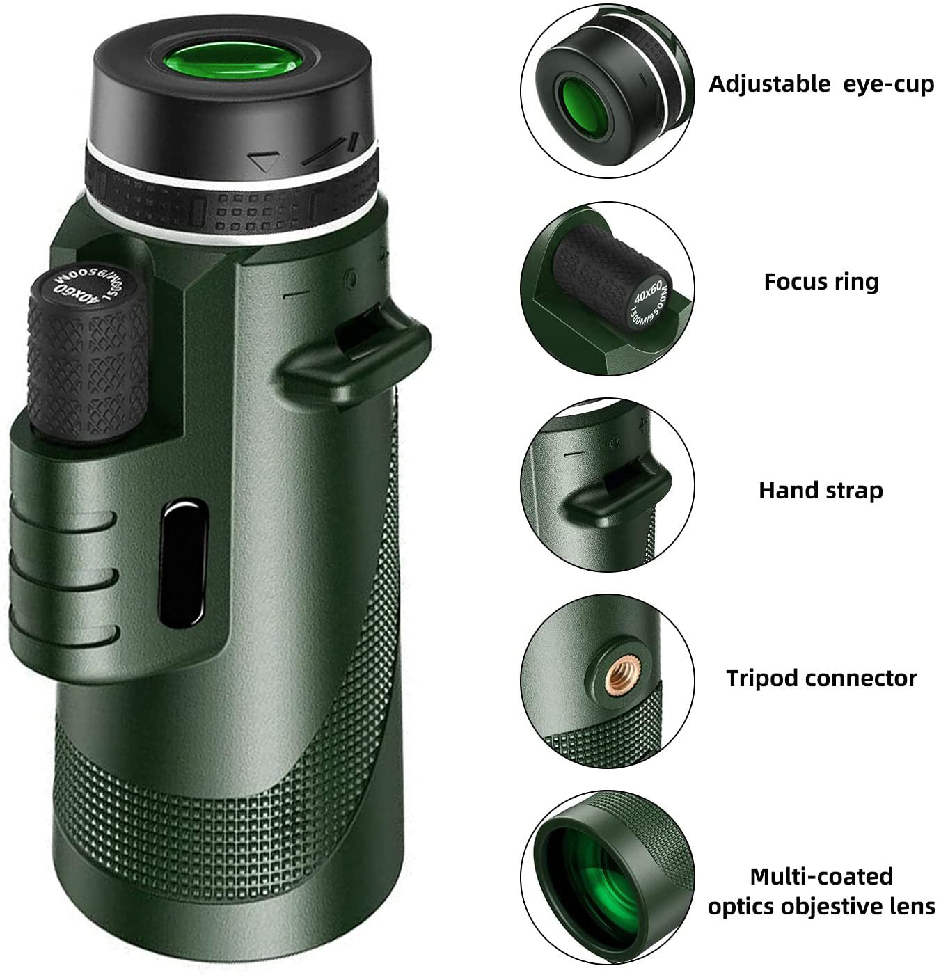 80X100 Green Monocular High-power High-definition Outdoor Bird Mobile Phone Telescope Camera