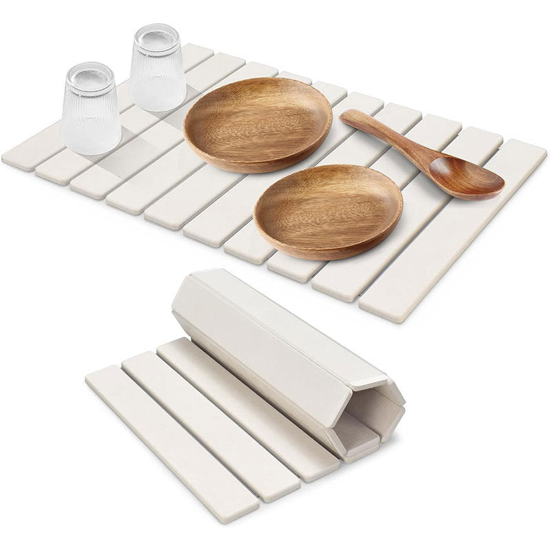 Diatomaceous Earth Tableware Drying Mat Foldable Dish Draining Mat Kitchen Bathroom Multifunctional Countertop Absorbent Mat