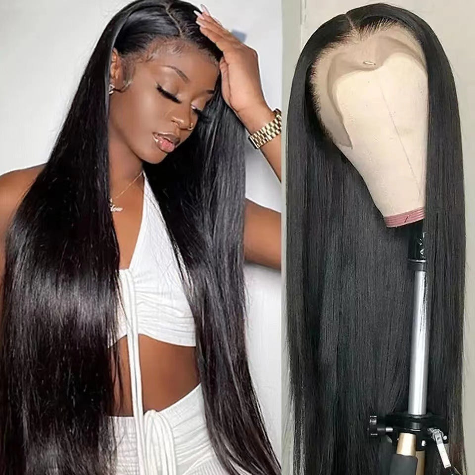 Front Lace Wig Covers Long Straight Hair Silver Gray Human Hair Wigs Pre Plucked