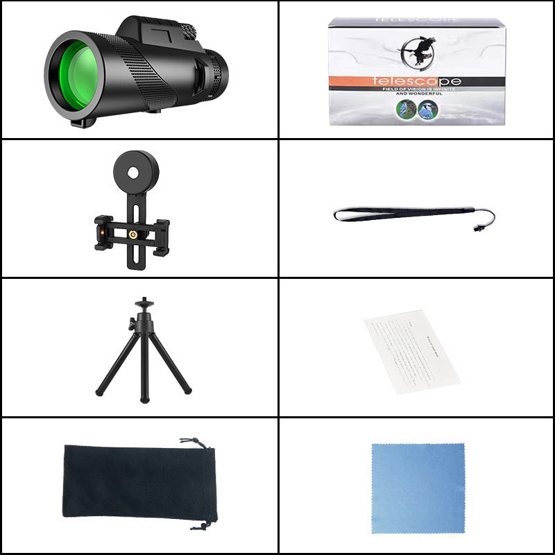80X100 Green Monocular High-power High-definition Outdoor Bird Mobile Phone Telescope Camera