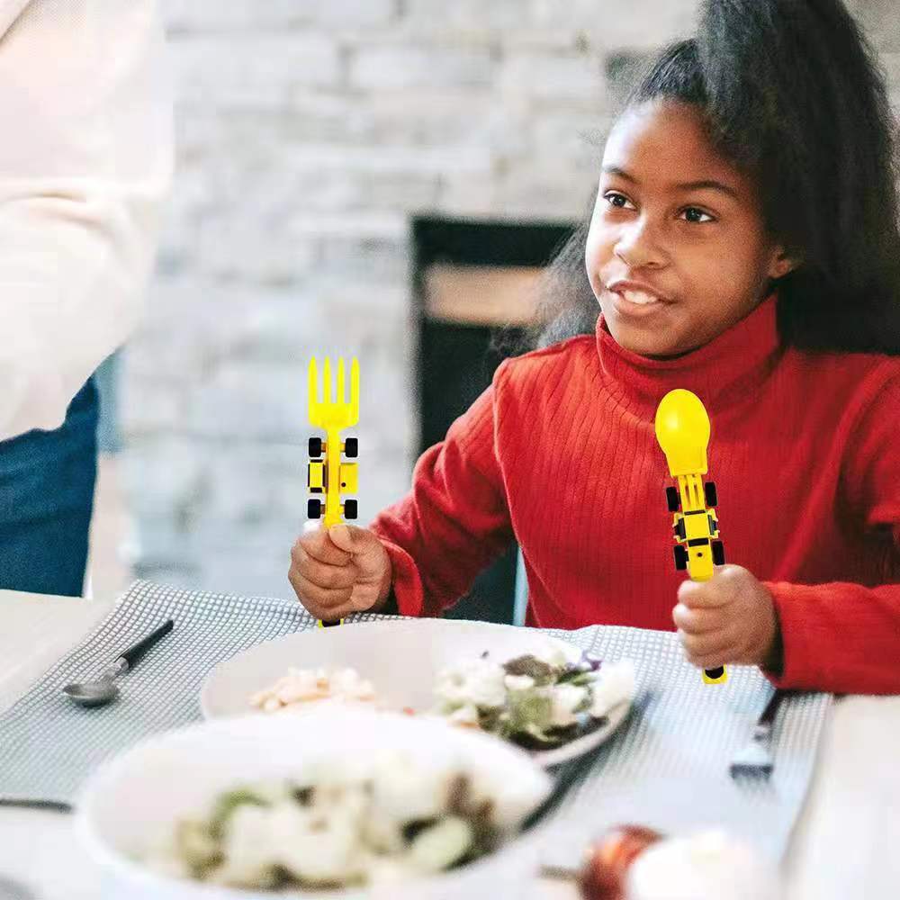 Children&#039;s Tableware Three Suit Dinneractive Car Bulldozer Excavator Shovel Fork Shovel Plate