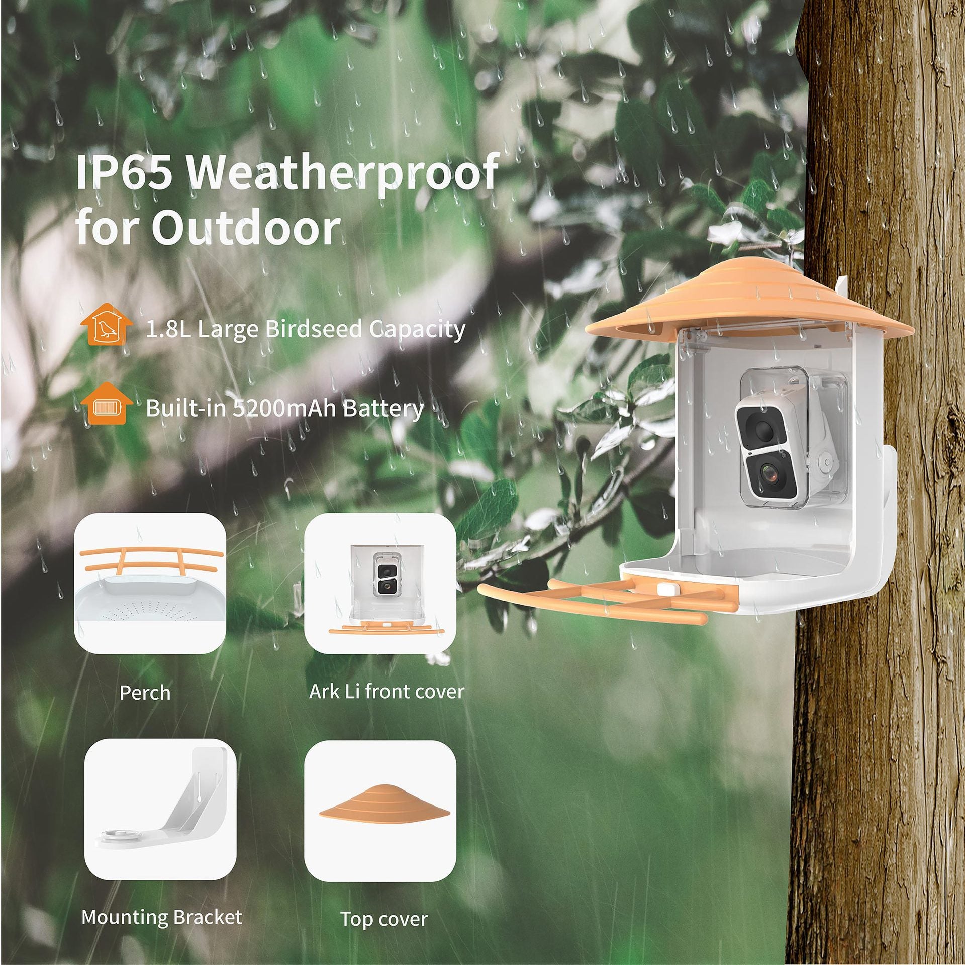 Smart Bird Feeder Camera Solar Battery Outdoor Wireless AI Recognizable Bird Feeder