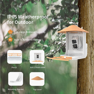 Smart Bird Feeder Camera Solar Battery Outdoor Wireless AI Recognizable Bird Feeder