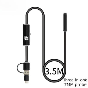 Three-in-one High-definition Pipe Inspection Camera 7mm Mobile Phone External Probe Car Repair Detector Spy Mirror