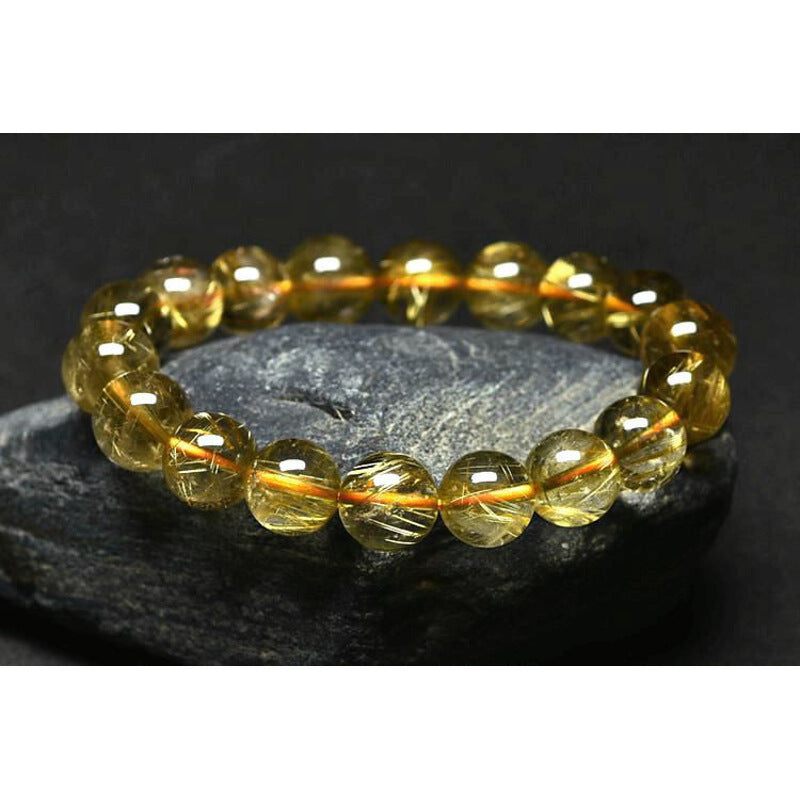 Brazil Natural Golden Hair Crystal Bracelet Men&#039;s And Women&#039;s Lucky Gold Wire Titanium Crystal Citrine Bracelet Gold Promotion