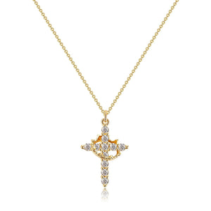 S925 Sterling Silver Full Diamond Cross Necklace Necklace American Hip Hop Joker Niche Design Sense