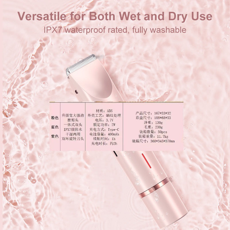 Women&#039;s Double-head Shaving Apparatus Private Trimming Shaving Apparatus Body Washing Dry And Wet Dual-purpose Hair Removal Apparatus