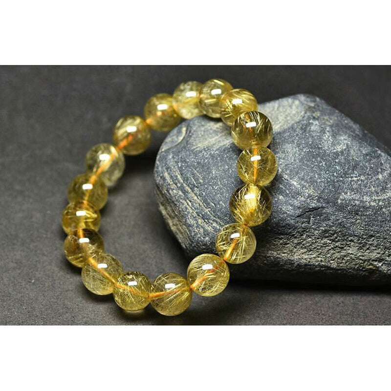 Brazil Natural Golden Hair Crystal Bracelet Men&#039;s And Women&#039;s Lucky Gold Wire Titanium Crystal Citrine Bracelet Gold Promotion