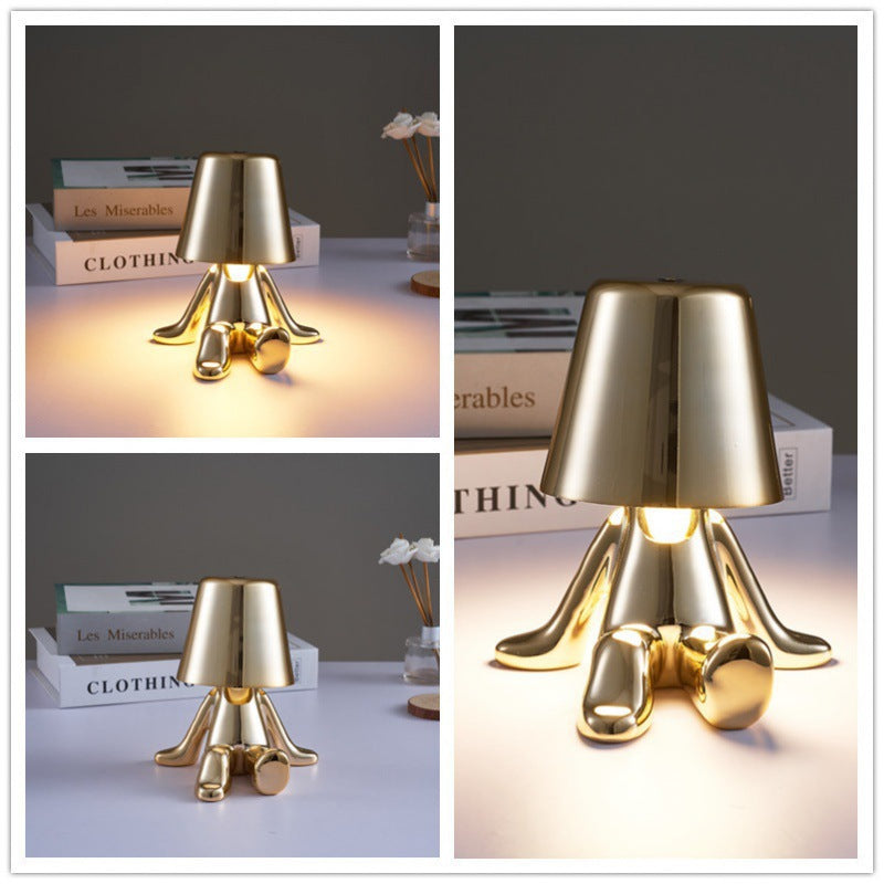 Thinker Small Golden Man Table Lamp Bedroom Resin Rechargeable Table Lamp Night Light In Decoration Ornaments