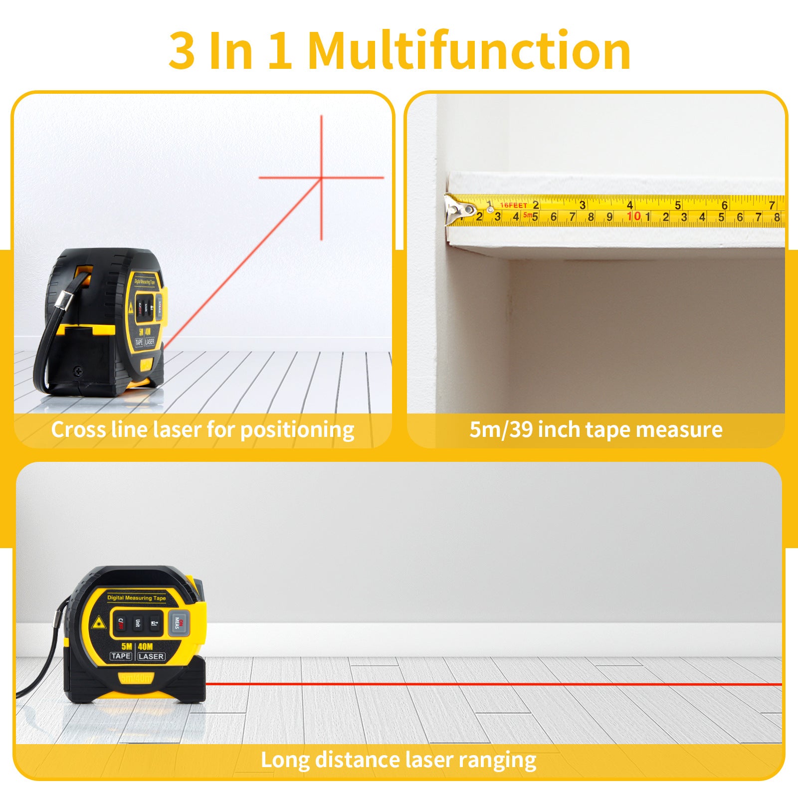 Cross-border Multi-function Laser Rangefinder Electronic Ruler Measuring Instrument Infrared Laser High-precision Laser Ruler