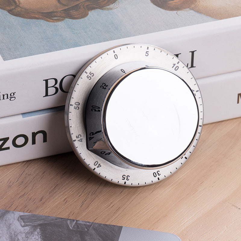 Timer Kitchen Mechanical Stainless Steel Timer Baking Reminder Flying Saucer Learning Time Management Alarm Clock Magnetic Suction