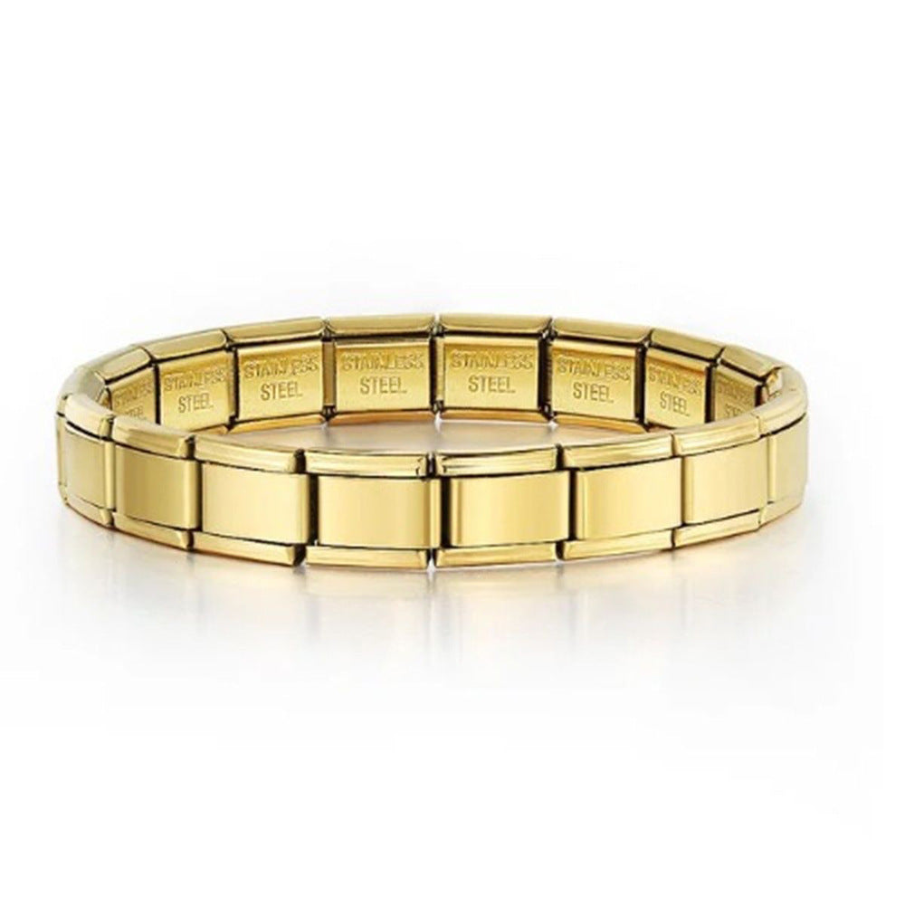 Italian Module Bracelet Italian Charm Stainless Steel Block Elastic Spliced Titanium Steel Glaky Bracelet