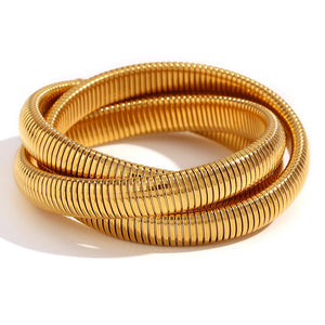 Fashion European And American Style Fashion Titanium Steel Wide Surface Bracelet Personality Fashion Color Matching Bracelet Elastic Snake Bone New