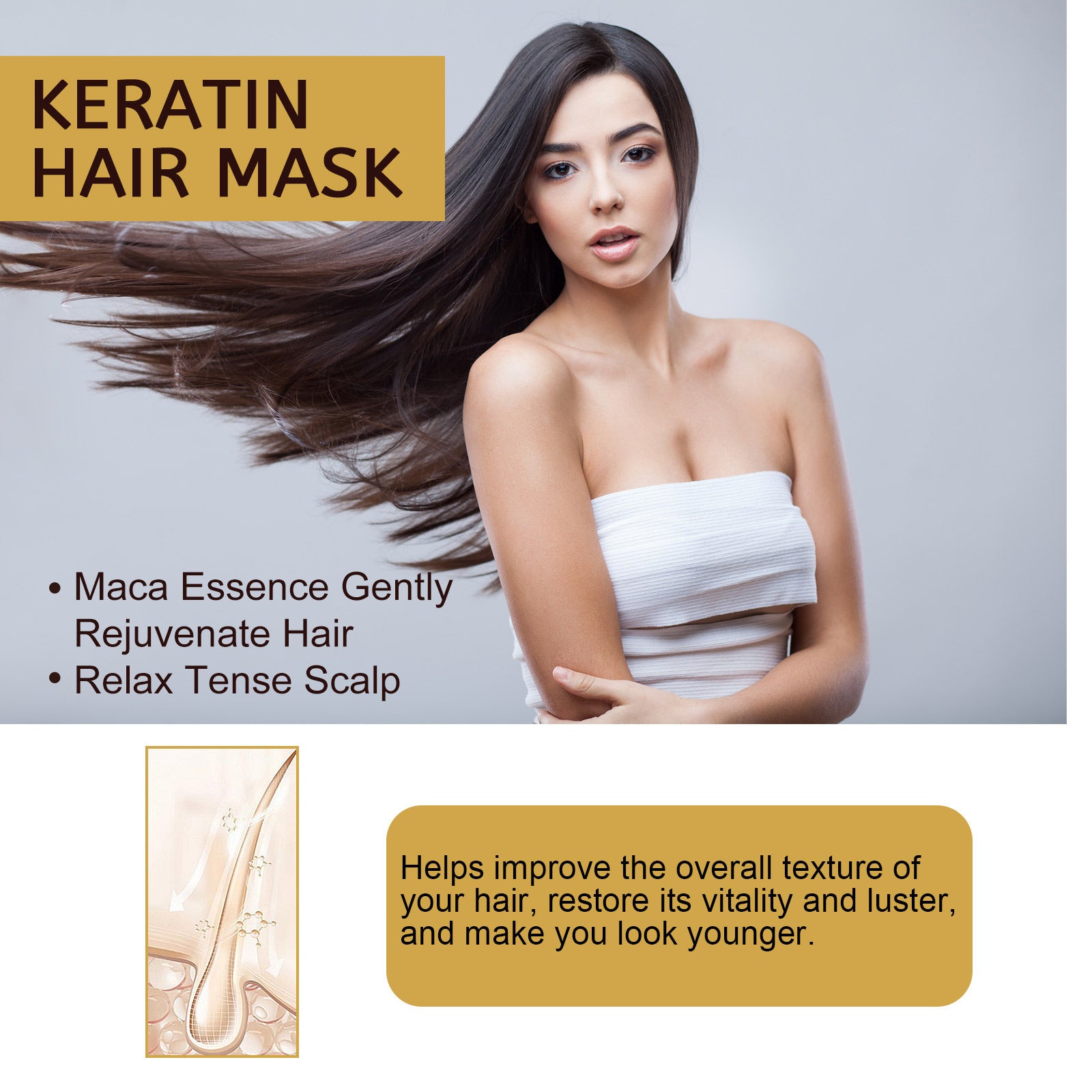 EELHOE Repair Moisturizing Hair Mask Deep Moisturizing Repair Damaged Hair Anti-dry Split Knotting Anti-hair Falling