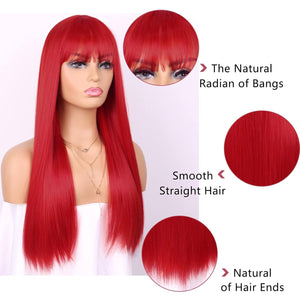 Women&#039;s Wig Cosplay Color Straight Bangs Long Straight Hair Chemical Fiber Wig Headgear