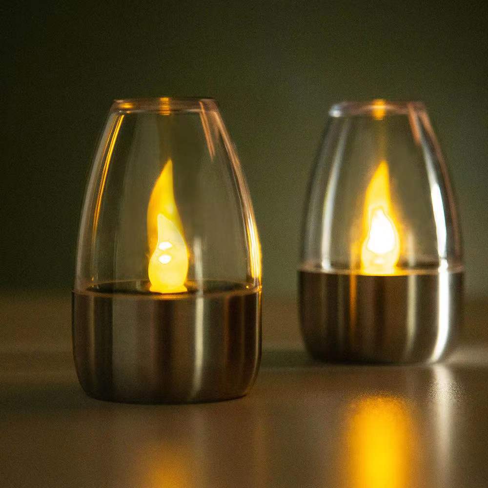 LED Solar Candle Cup Lamp Wire-free Layout Lamp DIY Lamp Metal Decorative Lamp