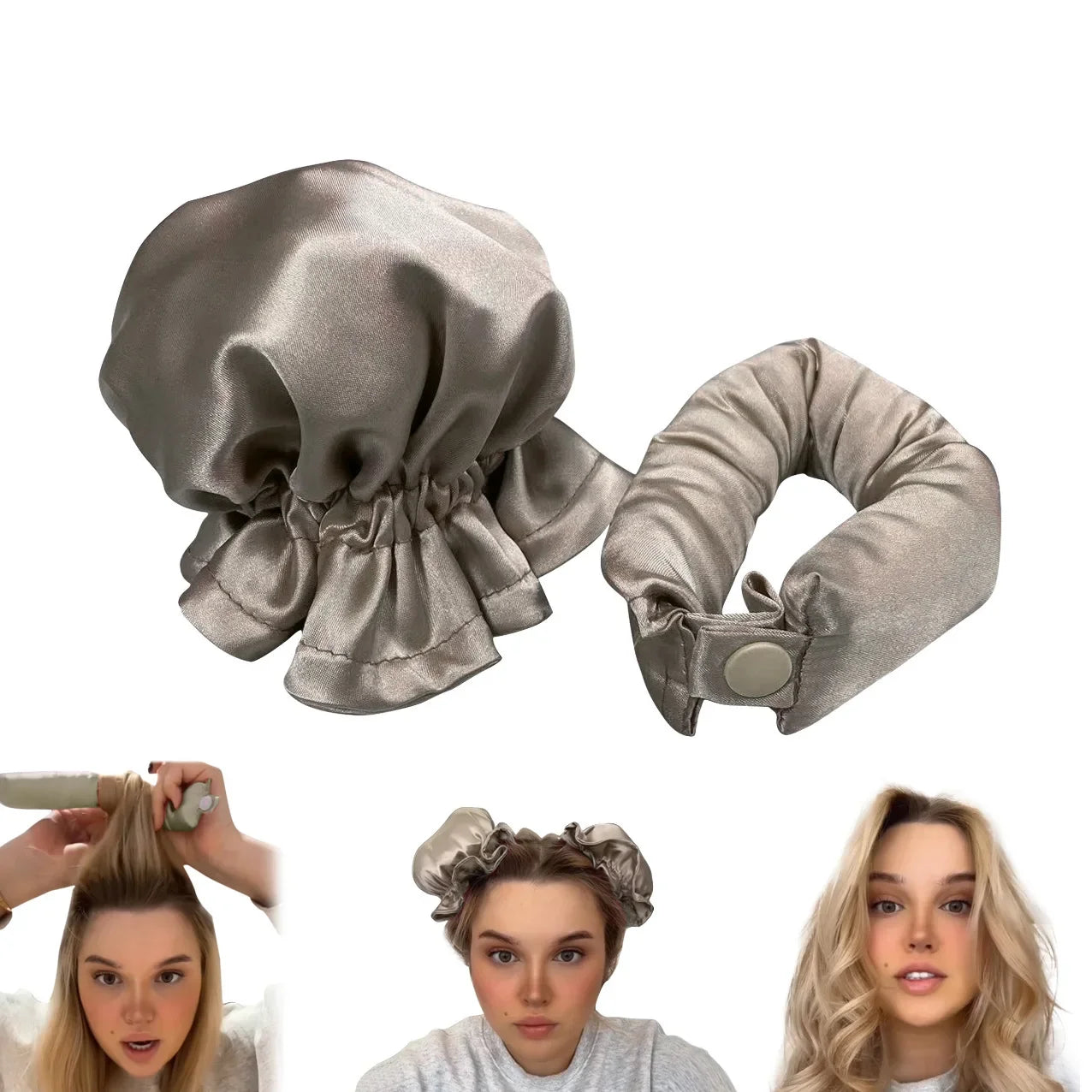 Tiktok New Non-Heated Curling Iron BUN BONS Sleepy Person&#039;s Curling Tool Large Wave Hair Rolling Brush Hair Styling Accessory