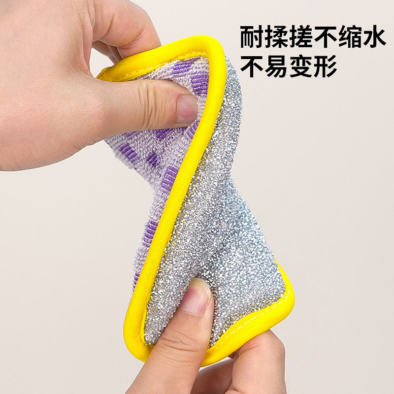 Cross-border New Explosions Washing Dishes Sponge Block Brush Pan Dishwashing Cloth Scadet Cloth Double-sided Decontamination Fiber Yuanbao Towel Sponge Wipe
