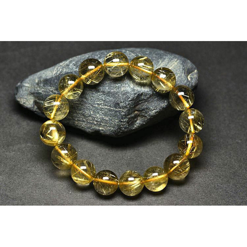 Brazil Natural Golden Hair Crystal Bracelet Men&#039;s And Women&#039;s Lucky Gold Wire Titanium Crystal Citrine Bracelet Gold Promotion
