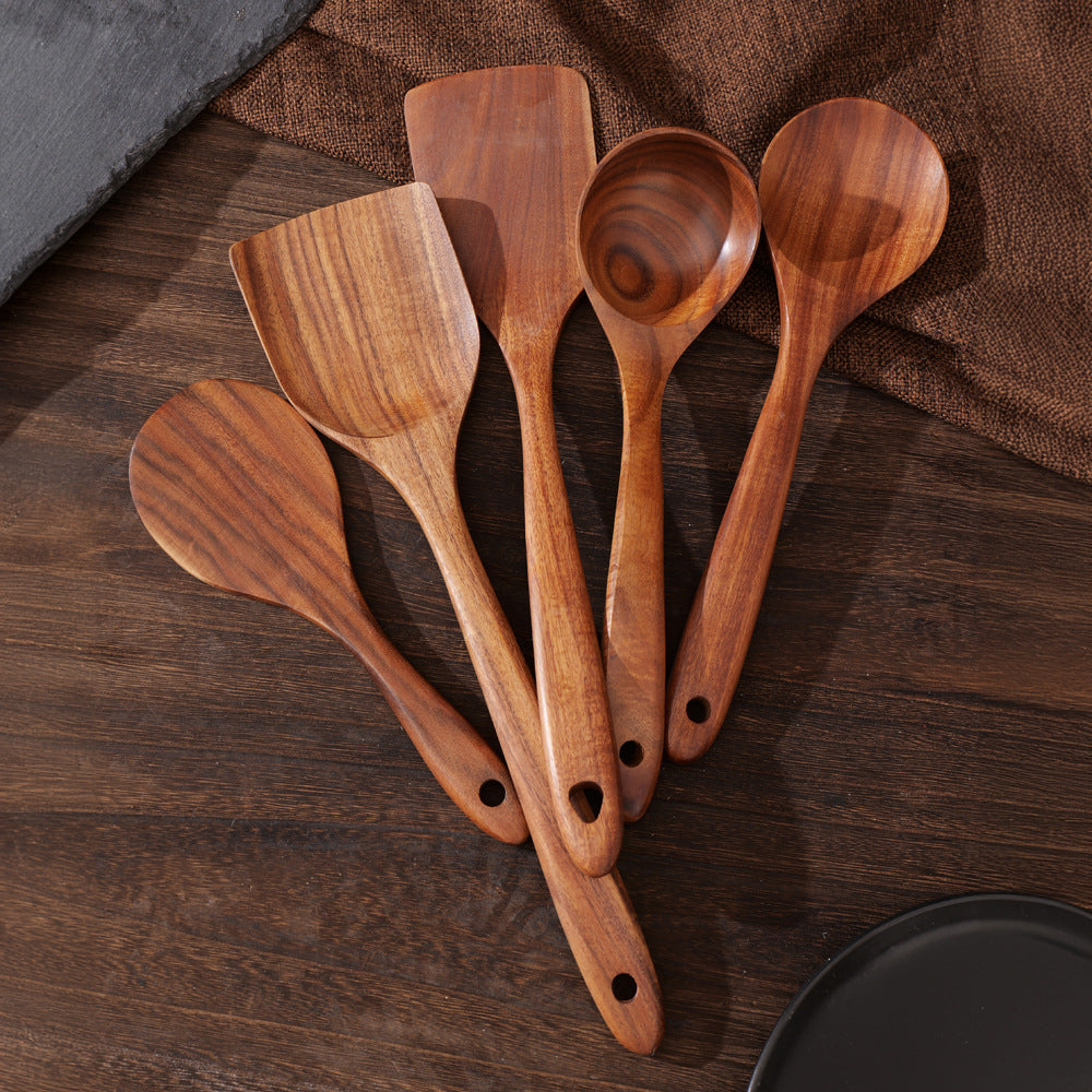 Small Leaf Acacia Wood Spatula Cooking Spatula Household Spoon Wooden Frying Spoon Pot Spatula