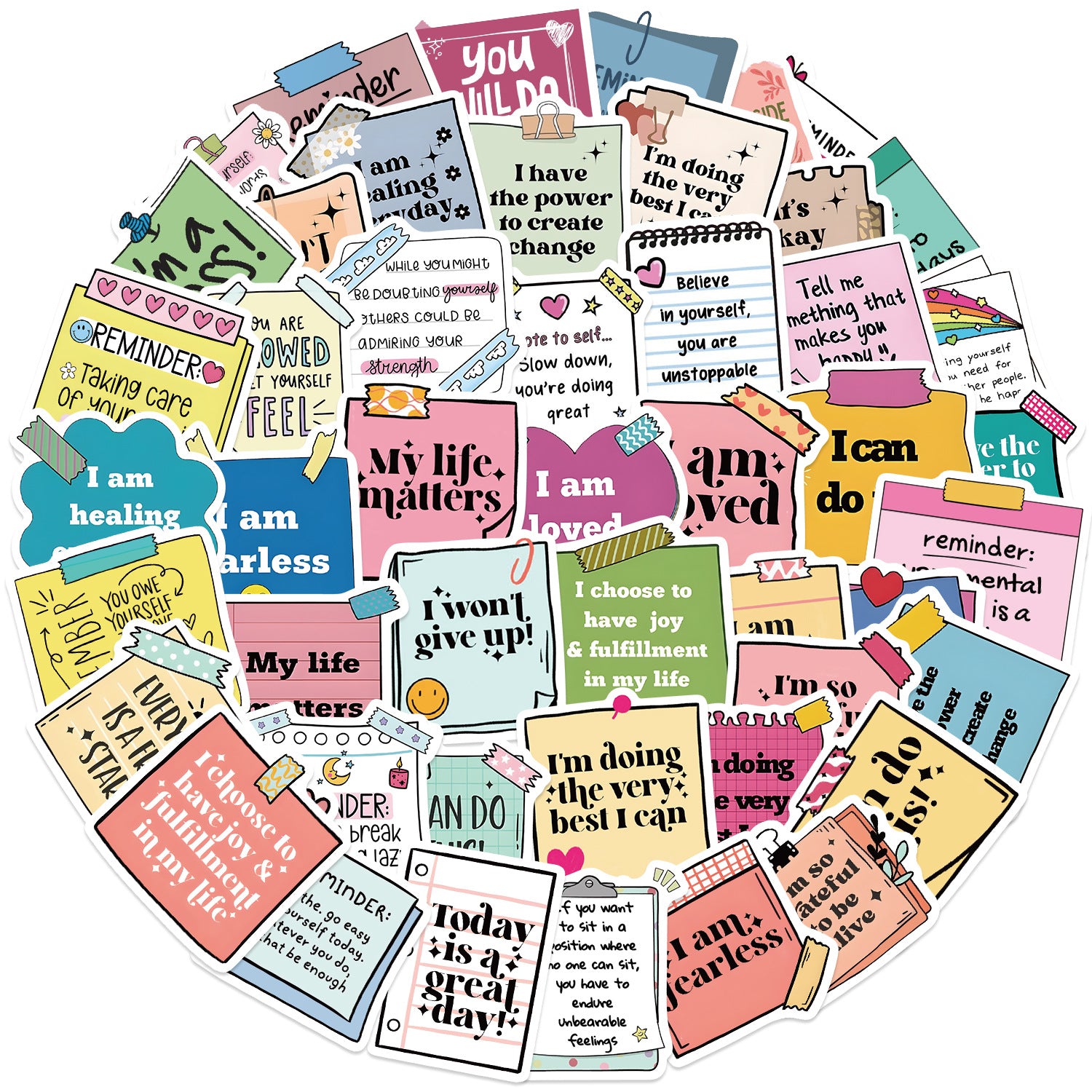 50 Sheets Self-affirmation Motivational Label Graffiti Sticker Personality Decoration Guitar Notebook Suitcase DIY Waterproof