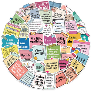 50 Sheets Self-affirmation Motivational Label Graffiti Sticker Personality Decoration Guitar Notebook Suitcase DIY Waterproof