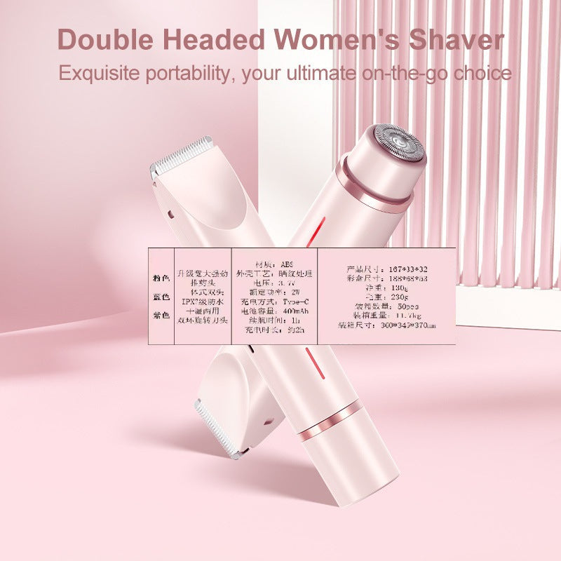 Women&#039;s Double-head Shaving Apparatus Private Trimming Shaving Apparatus Body Washing Dry And Wet Dual-purpose Hair Removal Apparatus