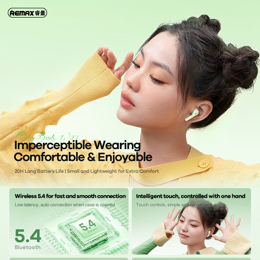 REAMX Star Moon Wireless Bluetooth 5.4 Stereo Music Call HIFI High-Fidelity Touch Mini Headset W27