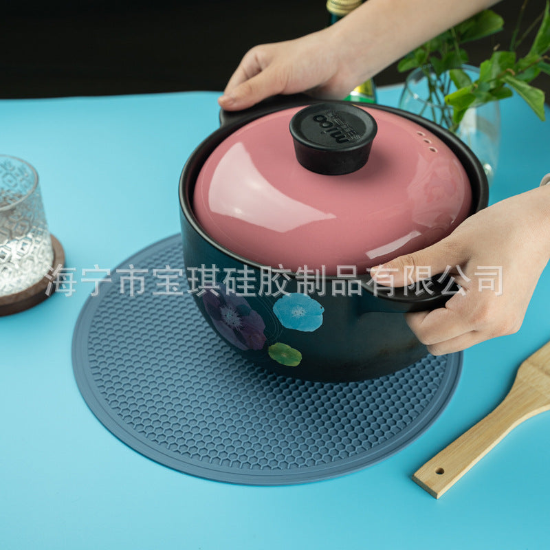 30CM Large Silicone Honeycomb Pattern Placemat Household Kitchen Silicone Draining Mat Tableware Insulation Sand Pot Mat Large Small Size